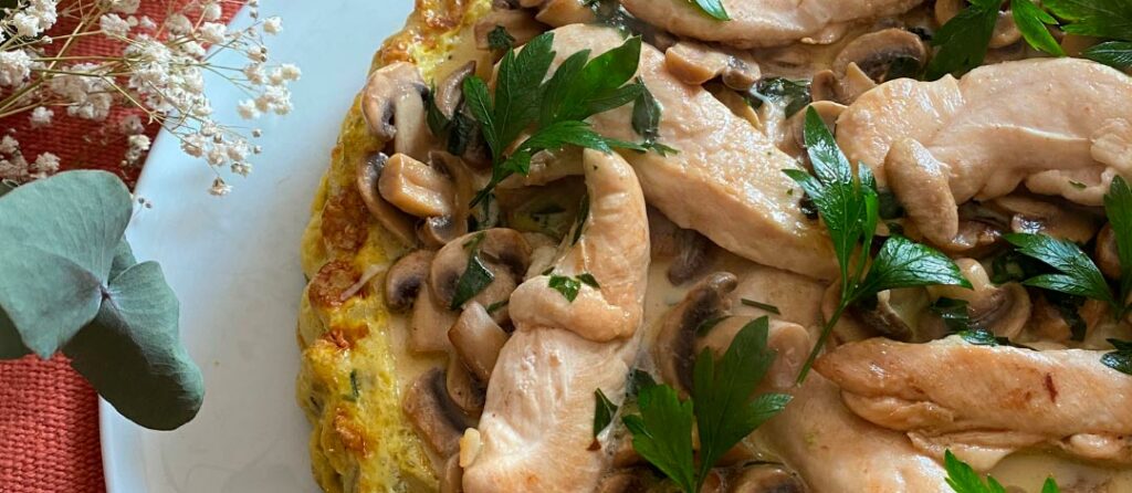 Tortilla poulet et champignons